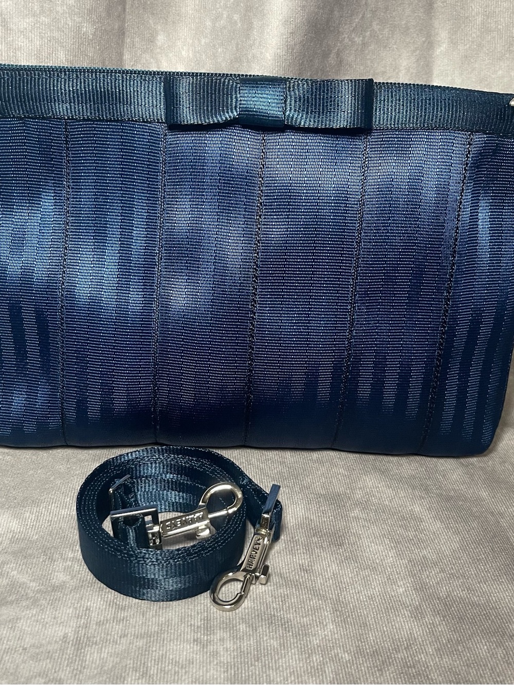 Harvey’s Seatbelt SLV Indigo Blue Bow Clutch Rootbeer Liner OG Hardware CNC